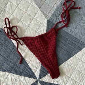 Red Ribbed Bikini Bottom